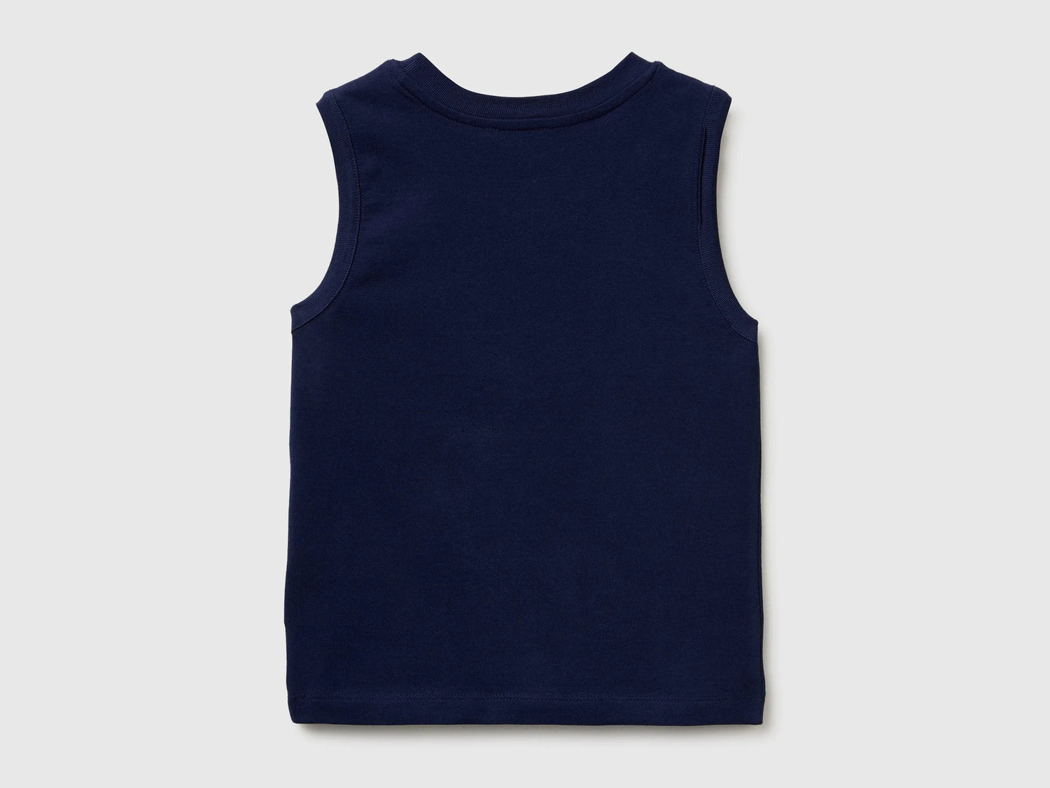 Benetton Blue Boys Organic Cotton Tank Top with Logo Print SKU: 3I1XGH015_252 Image 02