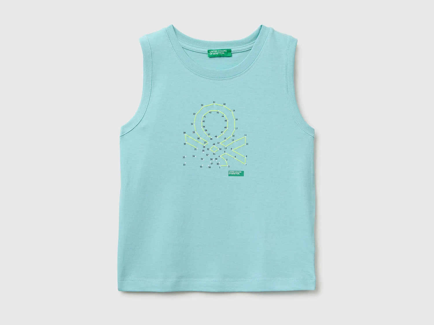 Benetton Blue Boys Organic Cotton Tank Top with Logo Print SKU: 3I1XGH015_3L7 Image 01
