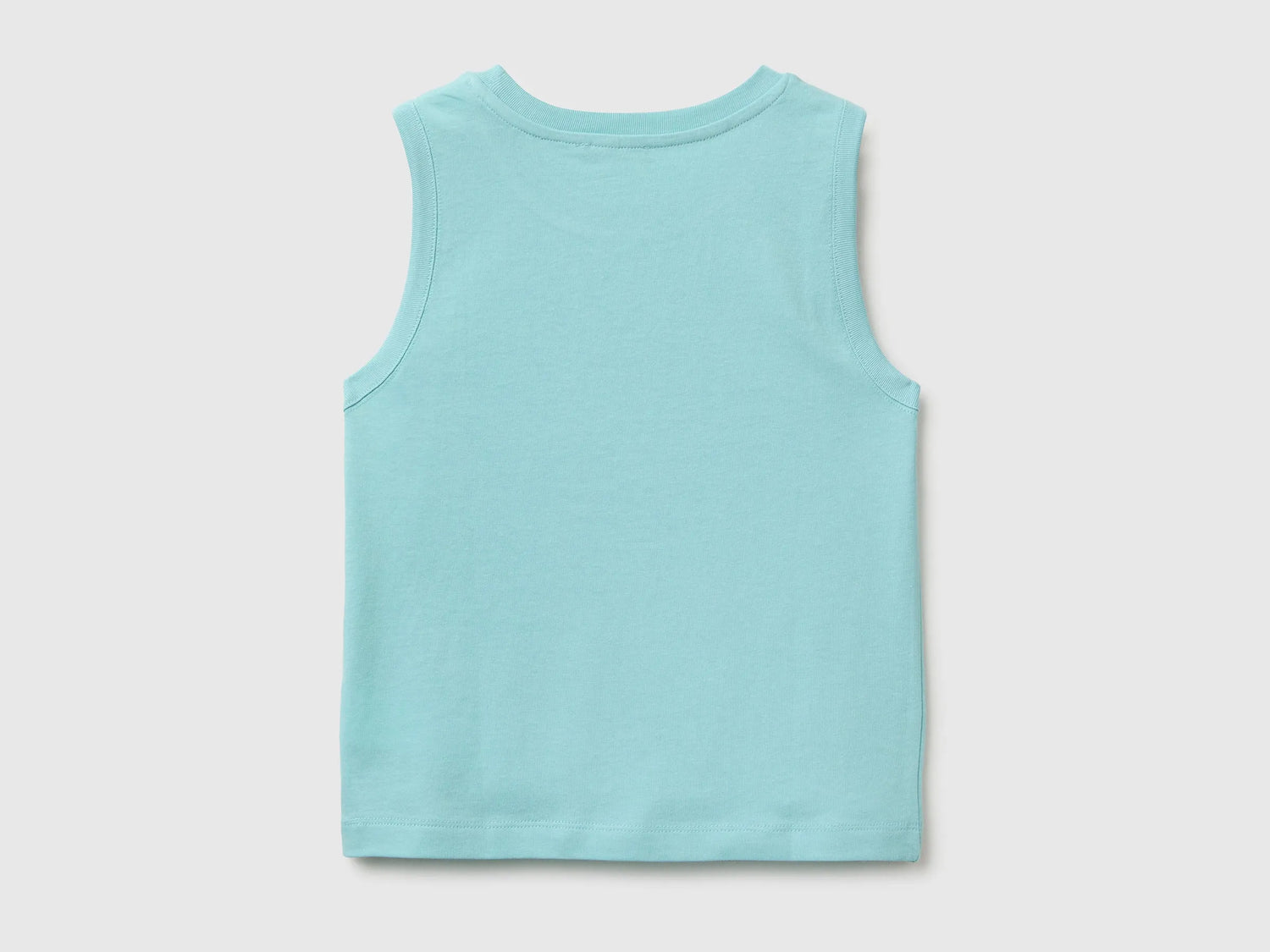 Benetton Blue Boys Organic Cotton Tank Top with Logo Print SKU: 3I1XGH015_3L7 Image 02