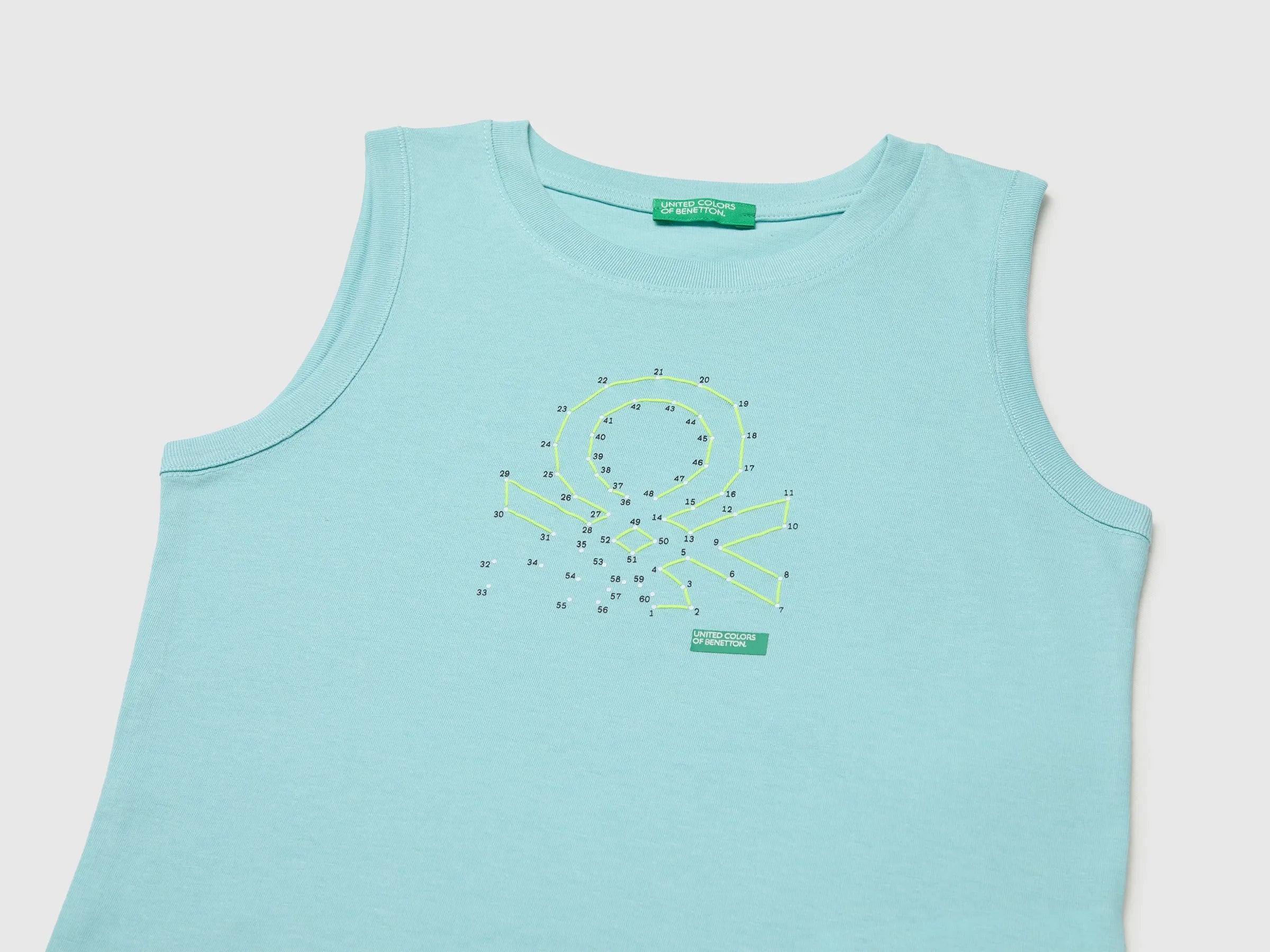 Benetton Blue Boys Organic Cotton Tank Top with Logo Print SKU: 3I1XGH015_3L7 Image 03