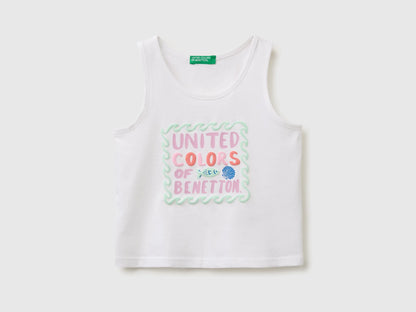 Benetton Multi-Color Girls Tank Top with Puffy Print SKU: 3I1XGH016_101 Image 01