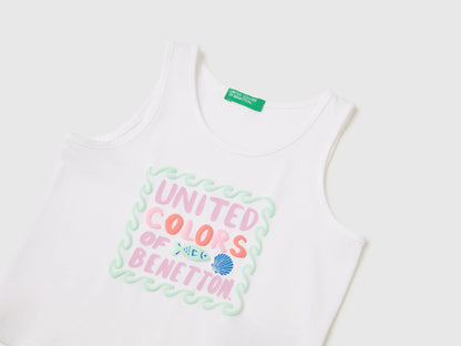 Benetton Multi-Color Girls Tank Top with Puffy Print SKU: 3I1XGH016_101 Image 03