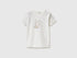Benetton Creamy White New Born Logo Print T-Shirt in Organic Cotton SKU: 3I9WA1072_074 Image 01