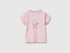 Benetton Pink Girls Logo Print T-Shirt in Organic Cotton SKU: 3I9WA1072_25F Image 01