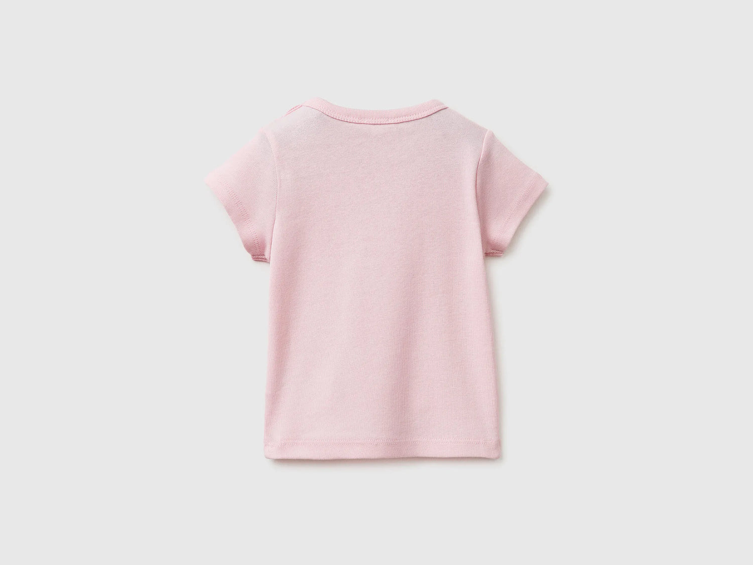 Benetton Pink Girls Logo Print T-Shirt in Organic Cotton SKU: 3I9WA1072_25F Image 02