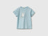 Benetton Sky Blue New Born Logo Print T-Shirt in Organic Cotton SKU: 3I9WA1072_33W Image 01