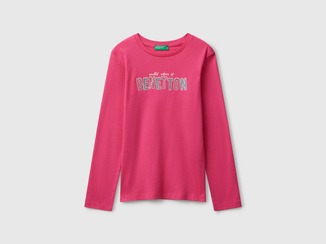 Benetton_Fuchsia_T-Shirt with Glitter Print_3I9WC10Q2_1A2_01
