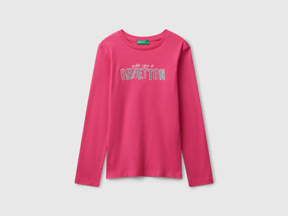 Benetton_Fuchsia_T-Shirt with Glitter Print_3I9WC10Q2_1A2_01