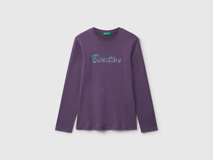 Benetton_Purple_T-Shirt with Glitter Print_3I9WC10Q2_1V4_01