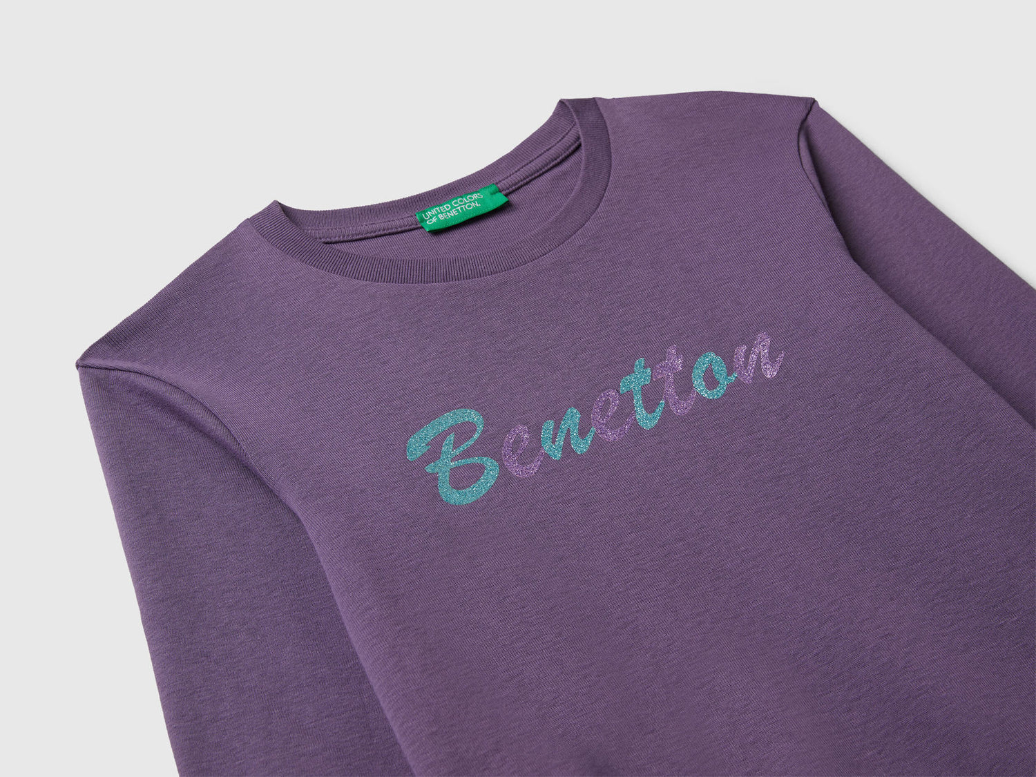 Benetton_Purple_T-Shirt with Glitter Print_3I9WC10Q2_1V4_03