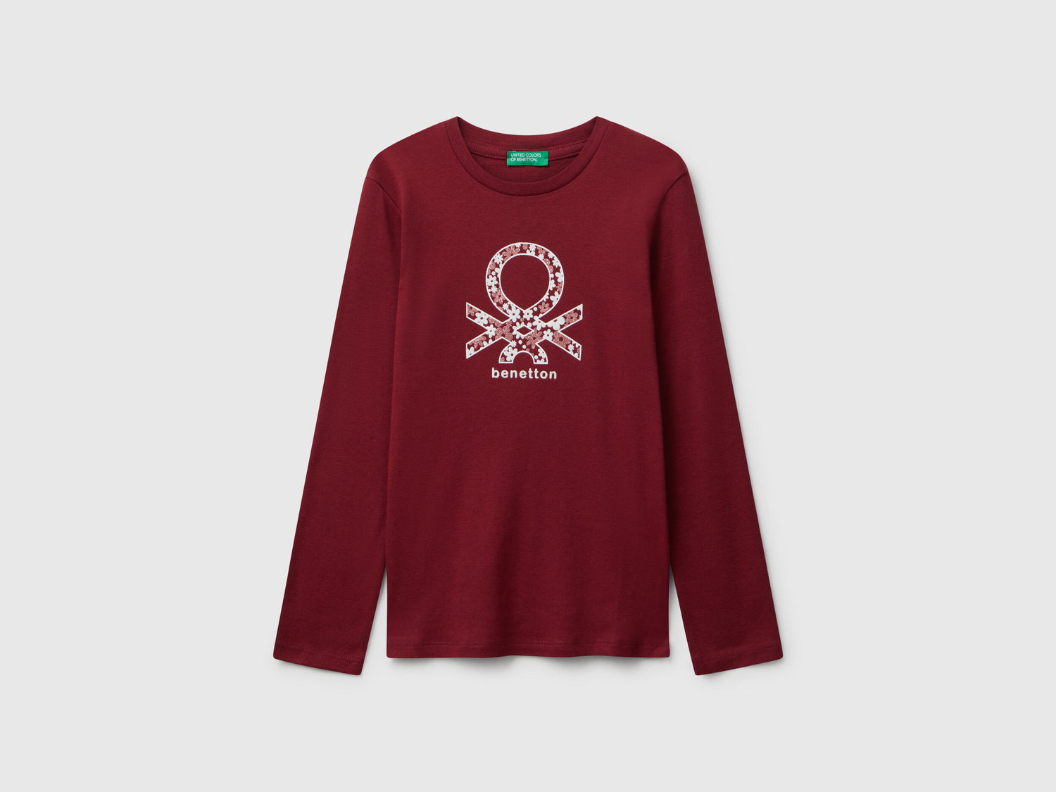 Benetton_Burgundy_T-Shirt with Glitter Print_3I9WC10Q2_236_01