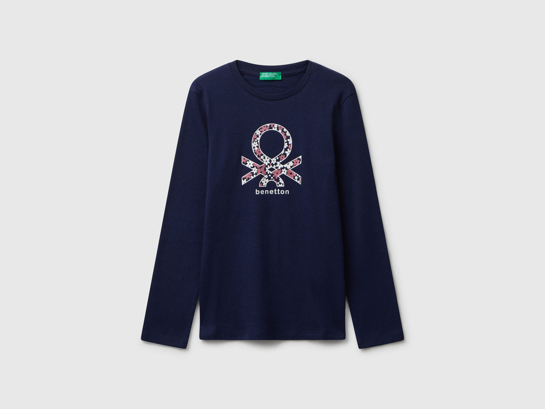 Benetton_Dark Blue_T-Shirt with Glitter Print_3I9WC10Q2_252_01