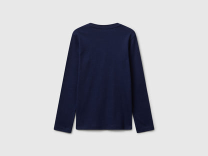 Benetton_Dark Blue_T-Shirt with Glitter Print_3I9WC10Q2_252_02