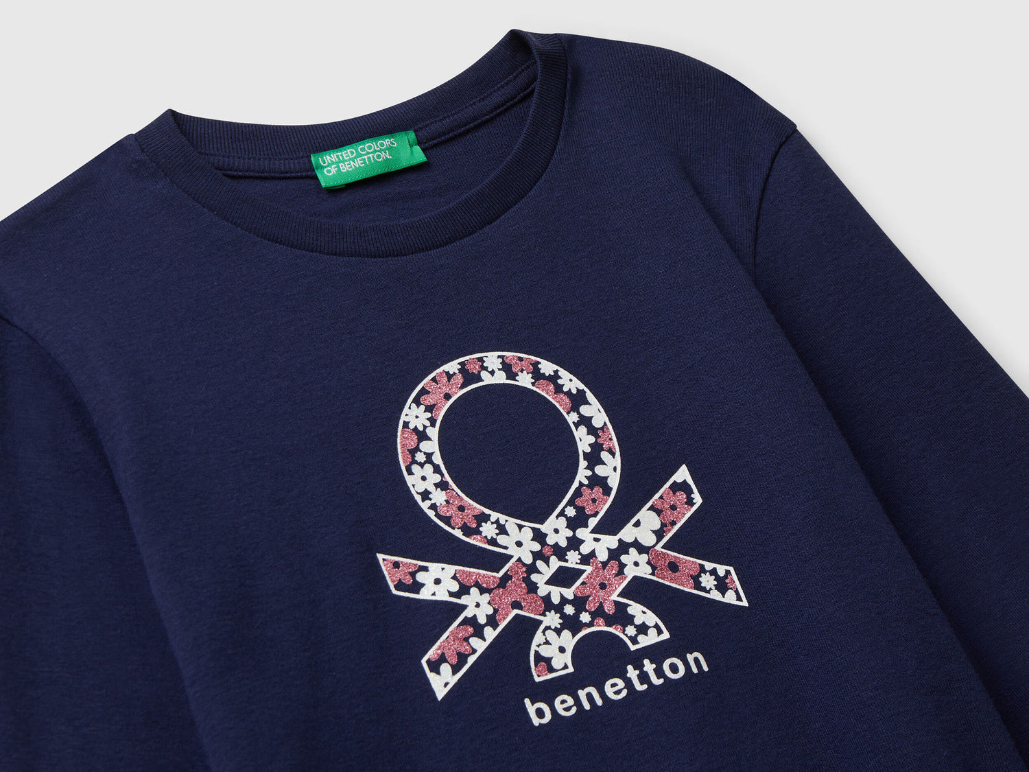 Benetton_Dark Blue_T-Shirt with Glitter Print_3I9WC10Q2_252_03