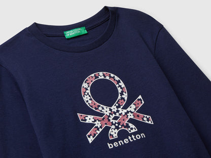 Benetton_Dark Blue_T-Shirt with Glitter Print_3I9WC10Q2_252_03