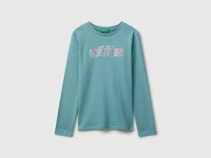 Benetton_Sky Blue_T-Shirt with Glitter Print_3I9WC10Q2_33K_01