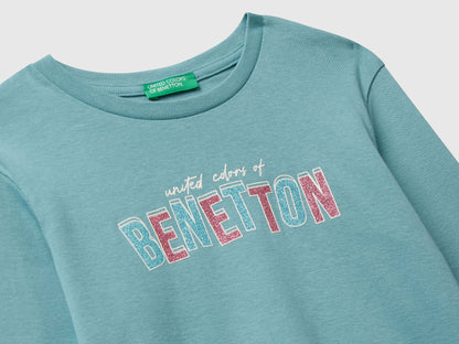 Benetton_Sky Blue_T-Shirt with Glitter Print_3I9WC10Q2_33K_03