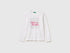 Benetton White Girls T-Shirt with Glittery Logo in Organic Cotton SKU: 3I9WC10S7_101 Image 01