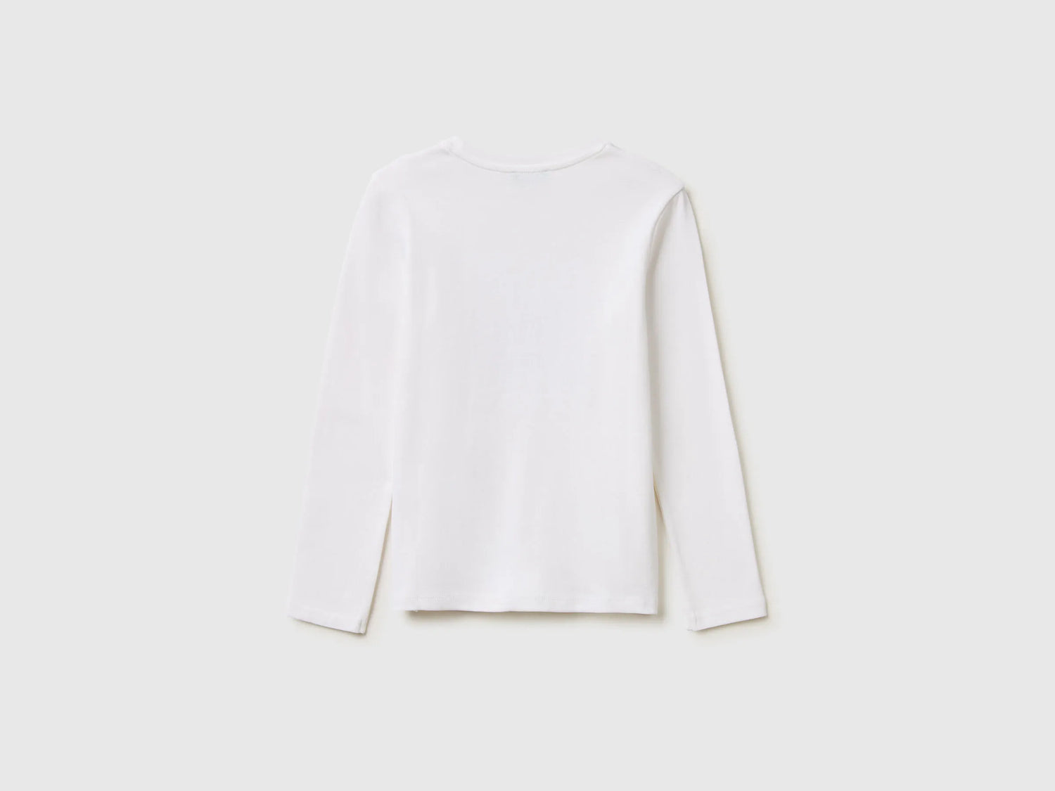 Benetton White Girls T-Shirt with Glittery Logo in Organic Cotton SKU: 3I9WC10S7_101 Image 02