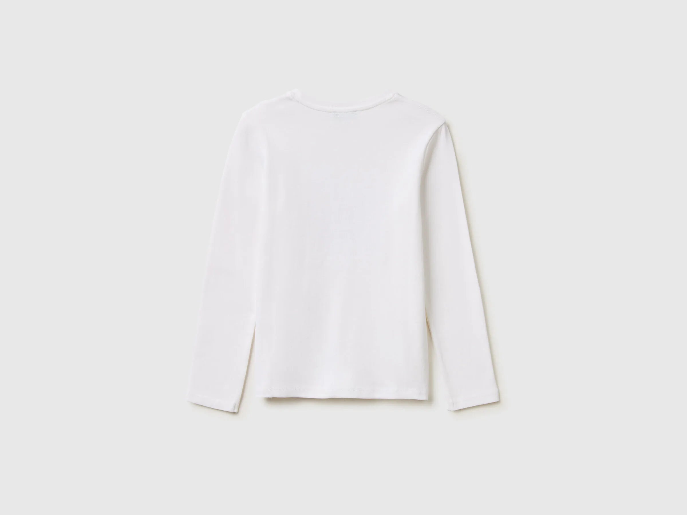 Benetton White Girls T-Shirt with Glittery Logo in Organic Cotton SKU: 3I9WC10S7_101 Image 02