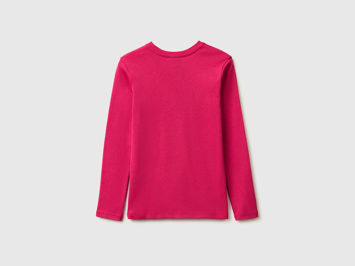 Benetton Fuchsia Girls T-Shirt with Glittery Logo in Organic Cotton SKU: 3I9WC10S7_12E Image 02
