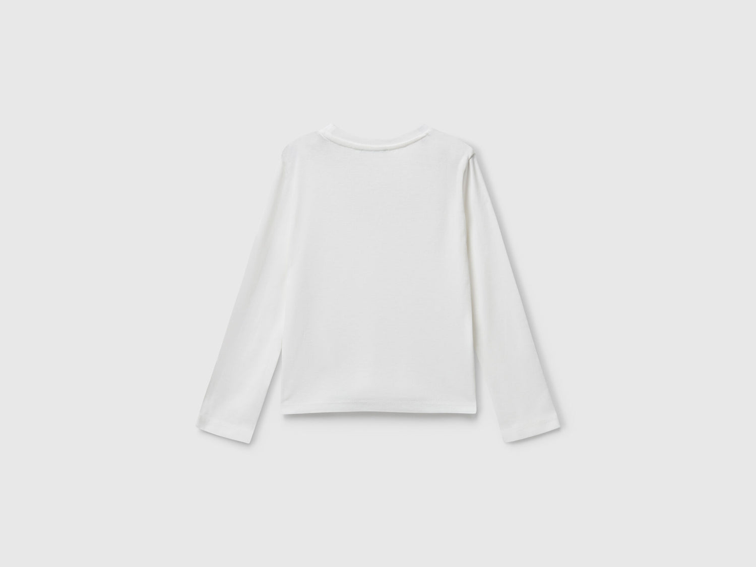 Benetton_Creamy White_T-Shirt with Glittery Logo in Cotton_3I9WG10JS_074_02