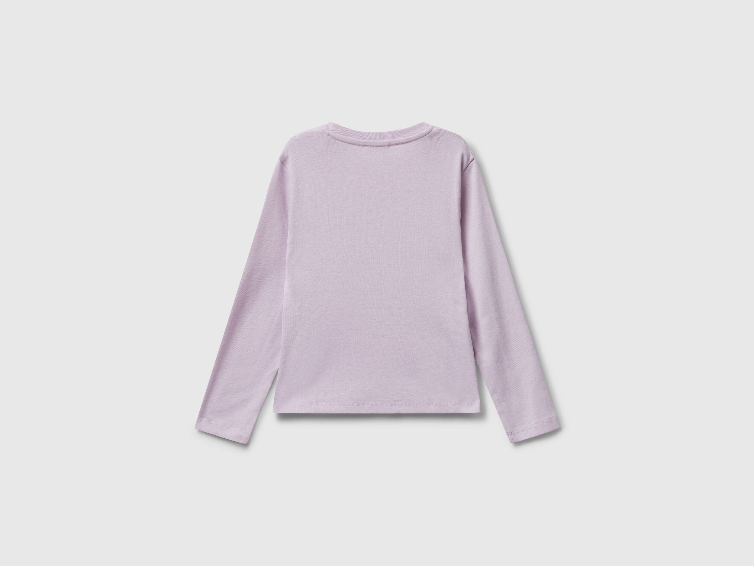 Benetton_Lavender_T-Shirt with Glittery Logo in Cotton_3I9WG10JS_0W1_02