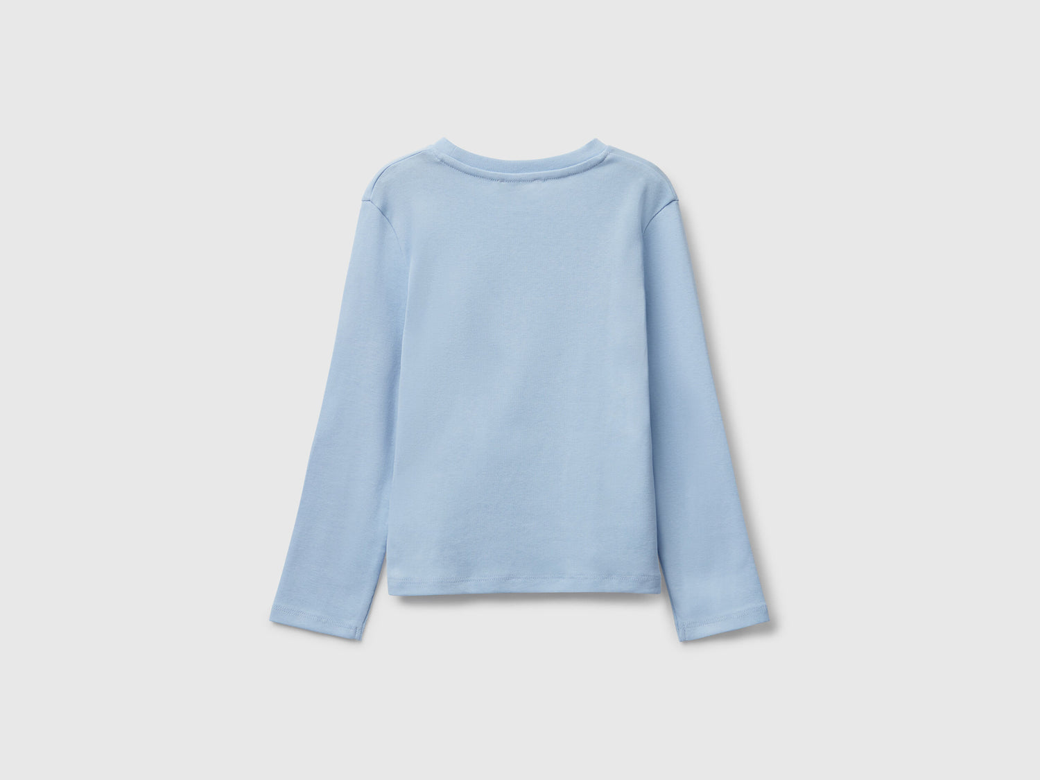 Benetton_Light Blue_T-Shirt with Glittery Logo in Cotton_3I9WG10JS_11Y_02