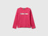 Benetton_Fuchsia_T-Shirt with Glittery Logo in Cotton_3I9WG10JS_1A2_01