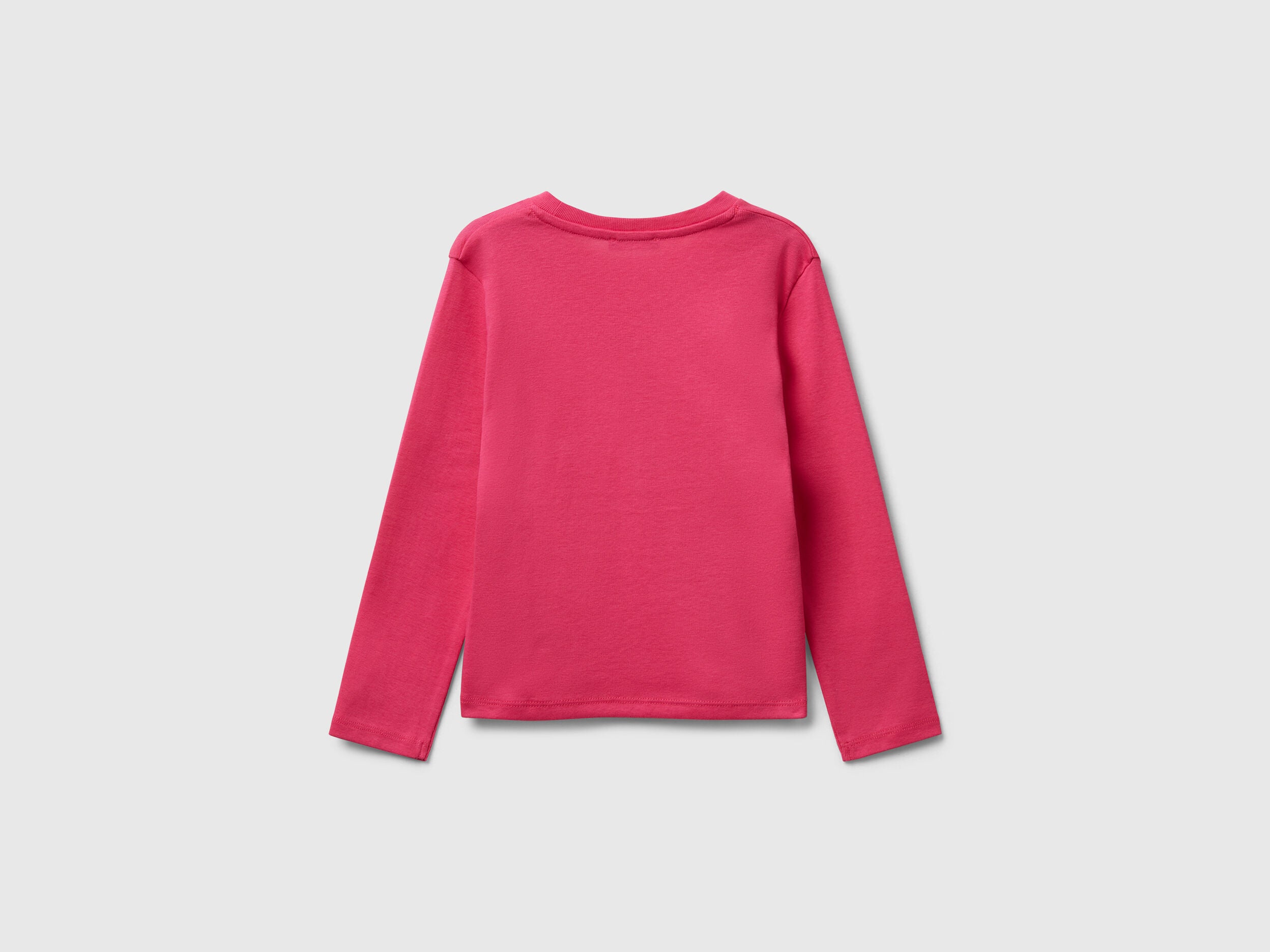 Benetton_Fuchsia_T-Shirt with Glittery Logo in Cotton_3I9WG10JS_1A2_02