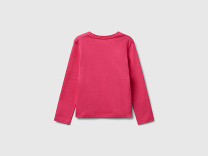 Benetton_Fuchsia_T-Shirt with Glittery Logo in Cotton_3I9WG10JS_1A2_02