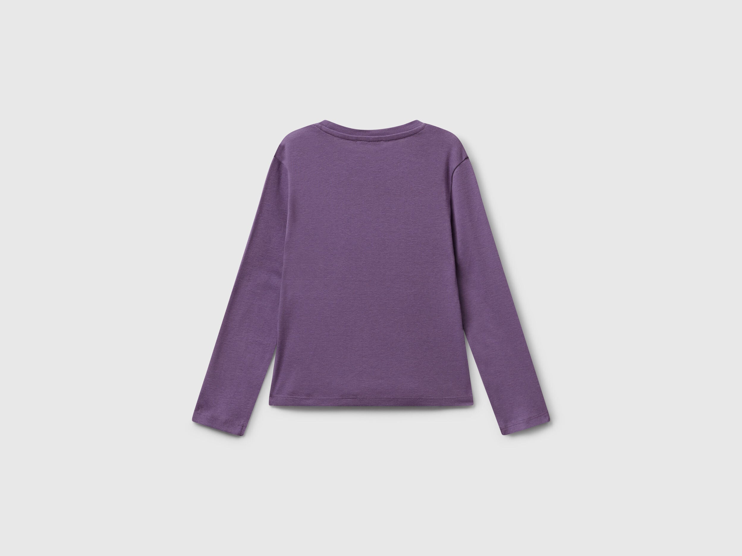 Benetton_Purple_T-Shirt with Glittery Logo in Cotton_3I9WG10JS_1V4_02