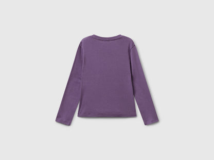 Benetton_Purple_T-Shirt with Glittery Logo in Cotton_3I9WG10JS_1V4_02