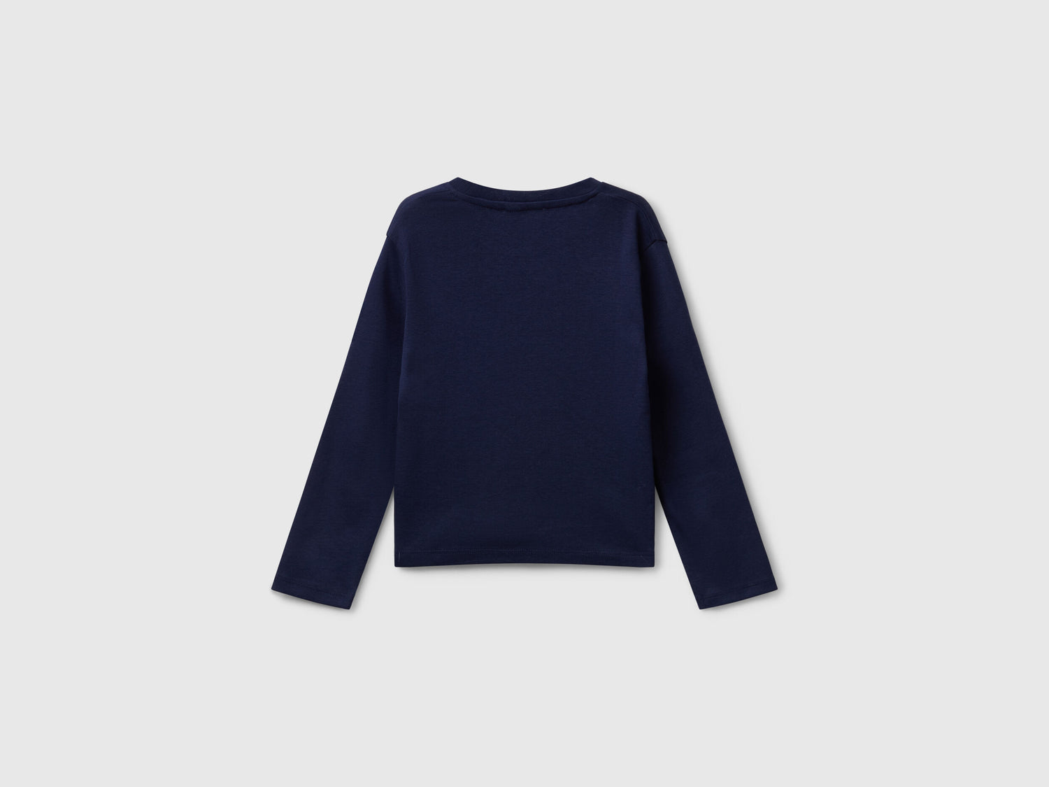 Benetton_Dark Blue_T-Shirt with Glittery Logo in Cotton_3I9WG10JS_252_02