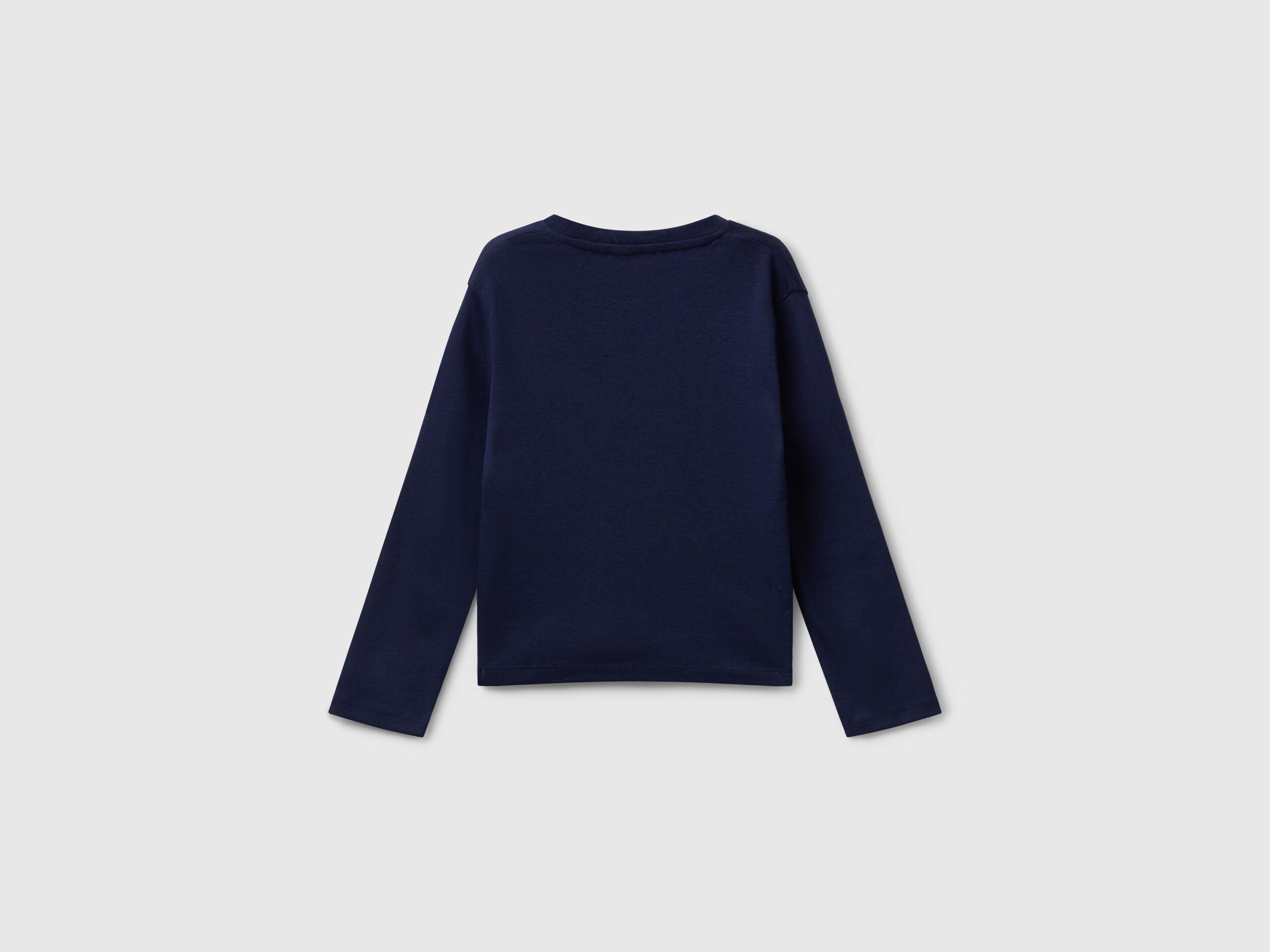 Benetton_Dark Blue_T-Shirt with Glittery Logo in Cotton_3I9WG10JS_252_02