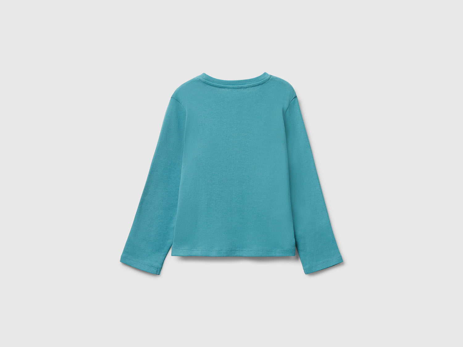 Benetton_Sky Blue_T-Shirt with Glittery Logo in Cotton_3I9WG10JS_33K_02