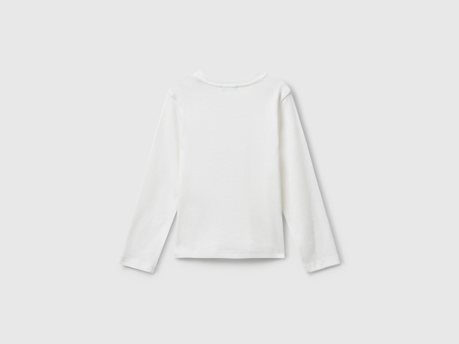 Benetton_White_T-Shirt with Glittery Logo in Cotton_3I9WG10JS_901_02