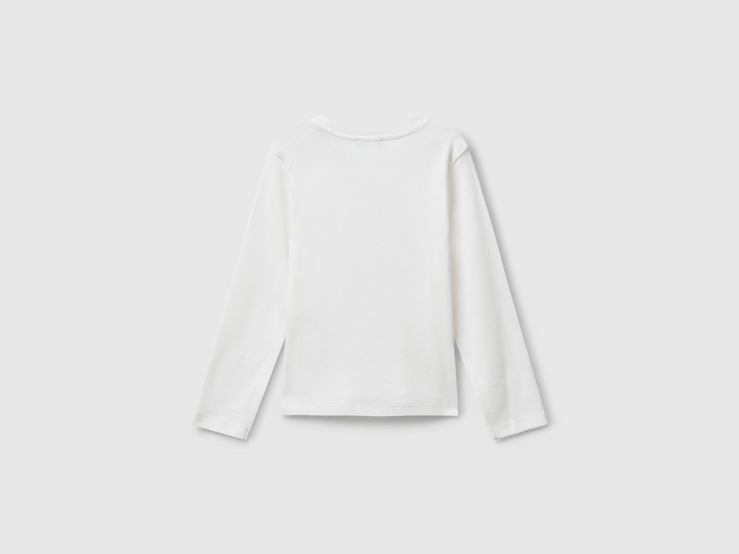 Benetton_White_T-Shirt with Glittery Logo in Cotton_3I9WG10JS_901_02