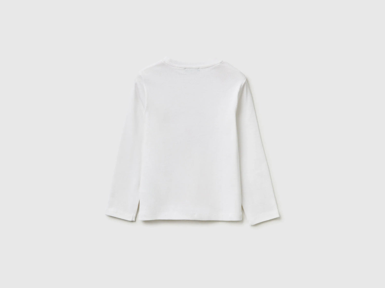 Benetton White Girls T-Shirt in Organic Cotton with Glittery Logo SKU: 3I9WG10LT_101 Image 02