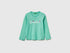 Benetton Aqua Girls T-Shirt in Organic Cotton with Glittery Logo SKU: 3I9WG10LT_13D Image 01