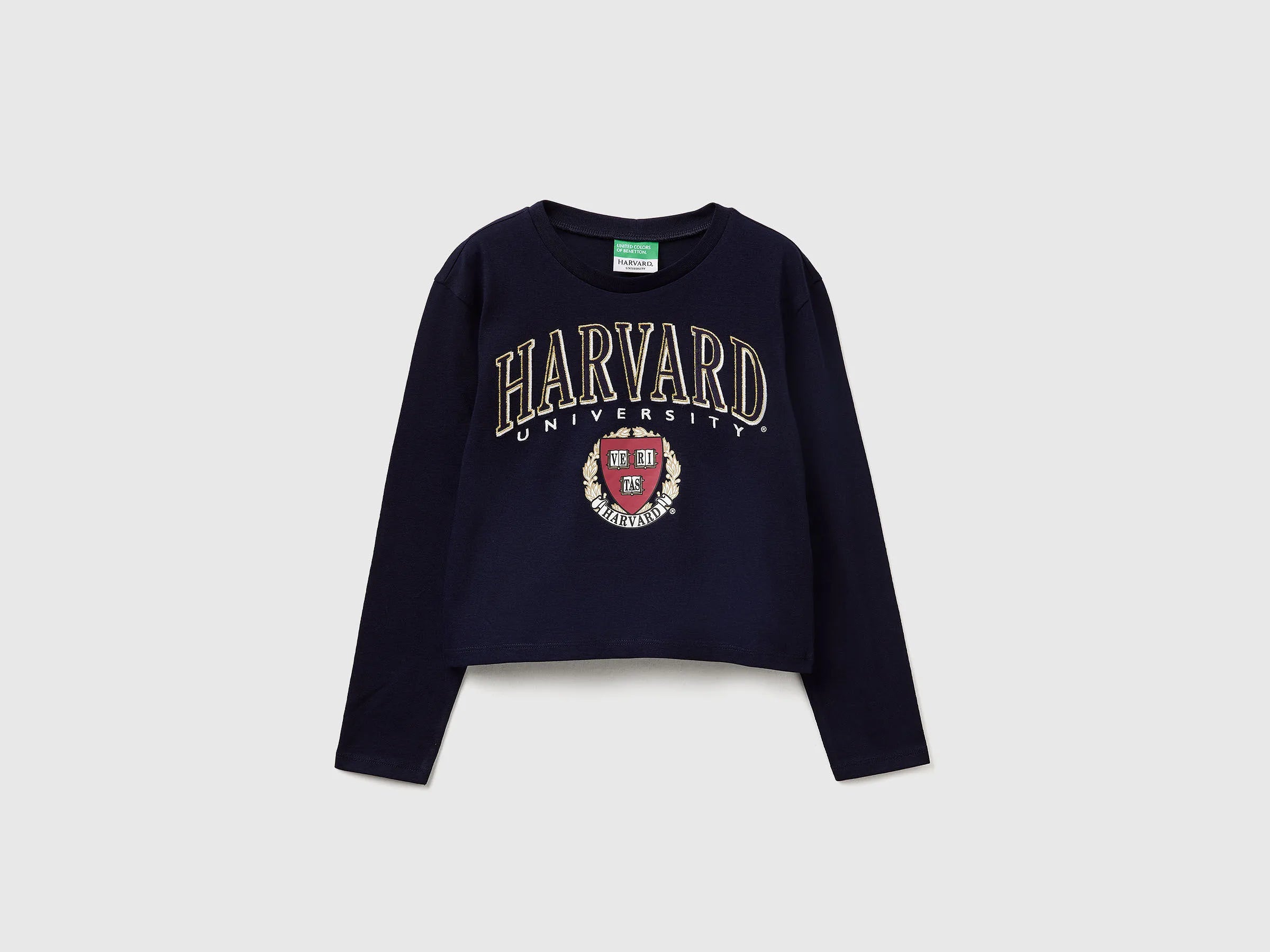 Benetton_Dark Blue_Boxy Fit ©Harvard University T-Shirt_3IVWC10PX_016_01