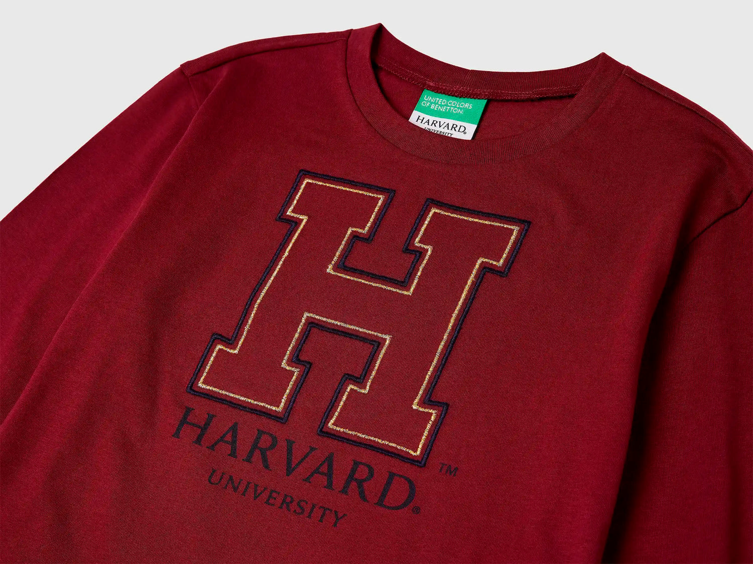 Benetton_Burgundy_Boxy Fit ©Harvard University T-Shirt_3IVWC10PX_236_03