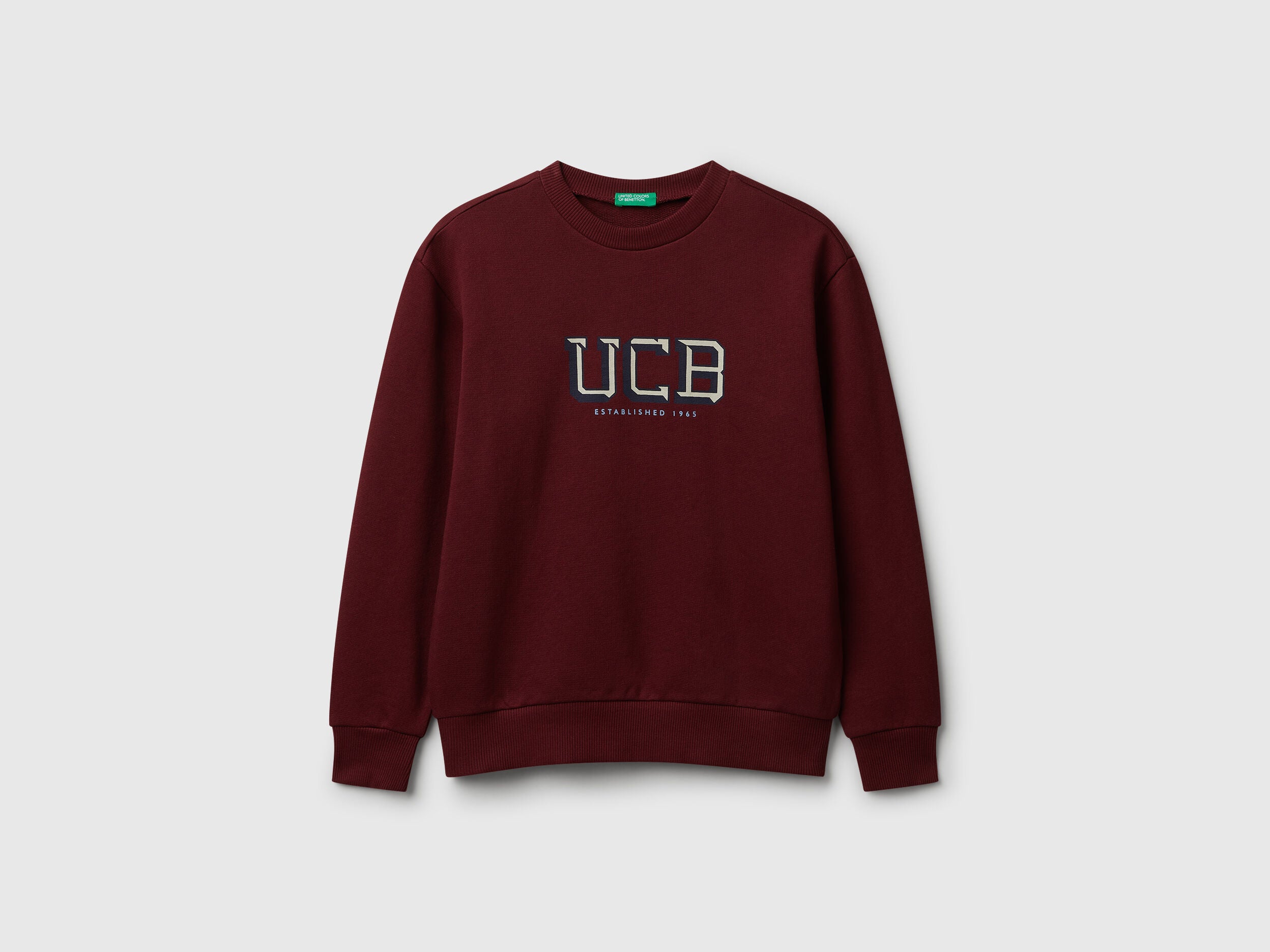 Benetton_Burgundy_Cotton Sweatshirt with Logo_3J68C10PZ_129_01
