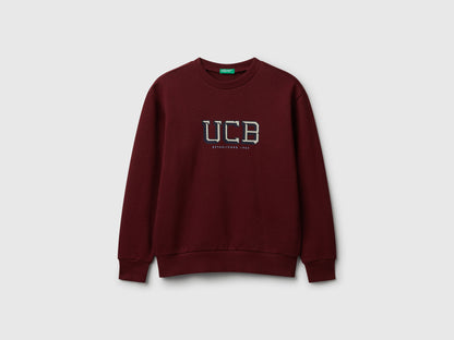 Benetton_Burgundy_Cotton Sweatshirt with Logo_3J68C10PZ_129_01
