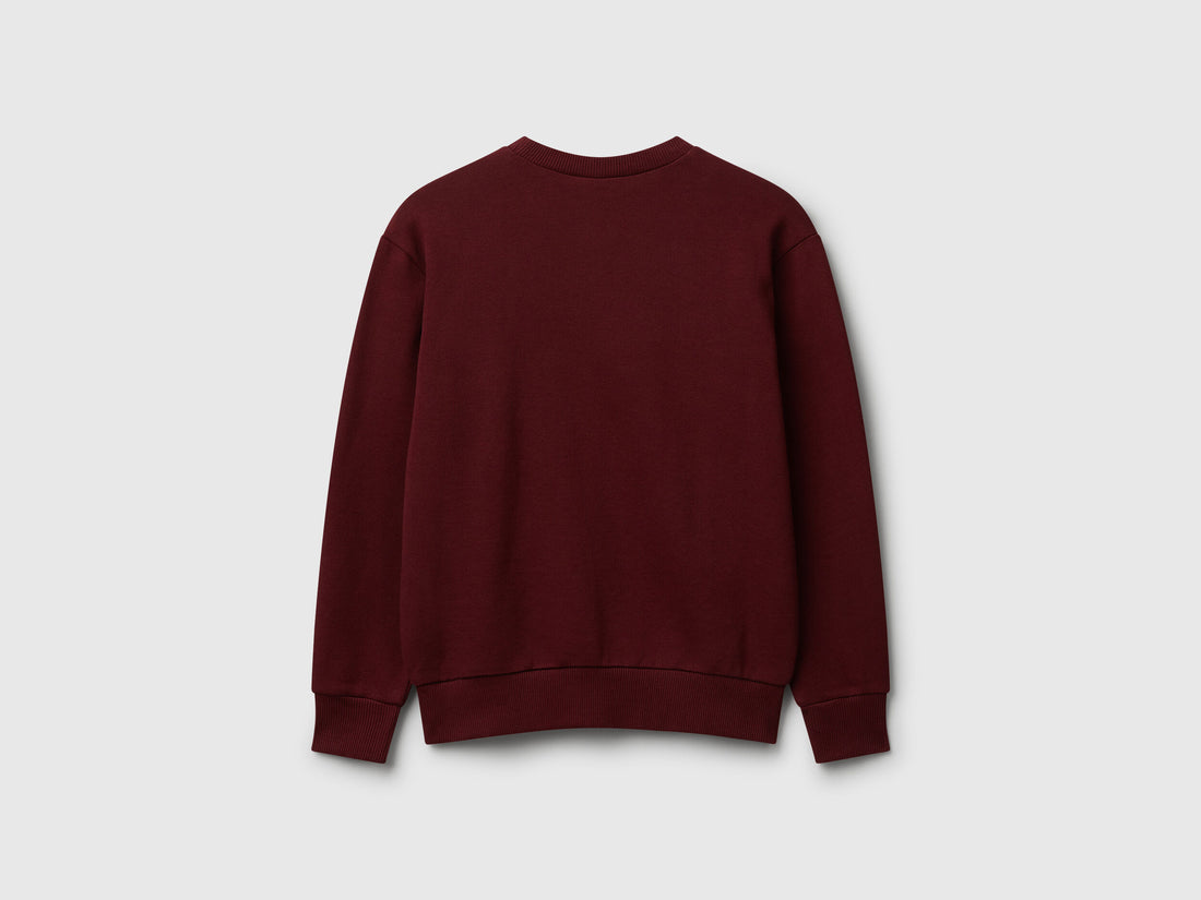 Benetton_Burgundy_Cotton Sweatshirt with Logo_3J68C10PZ_129_02