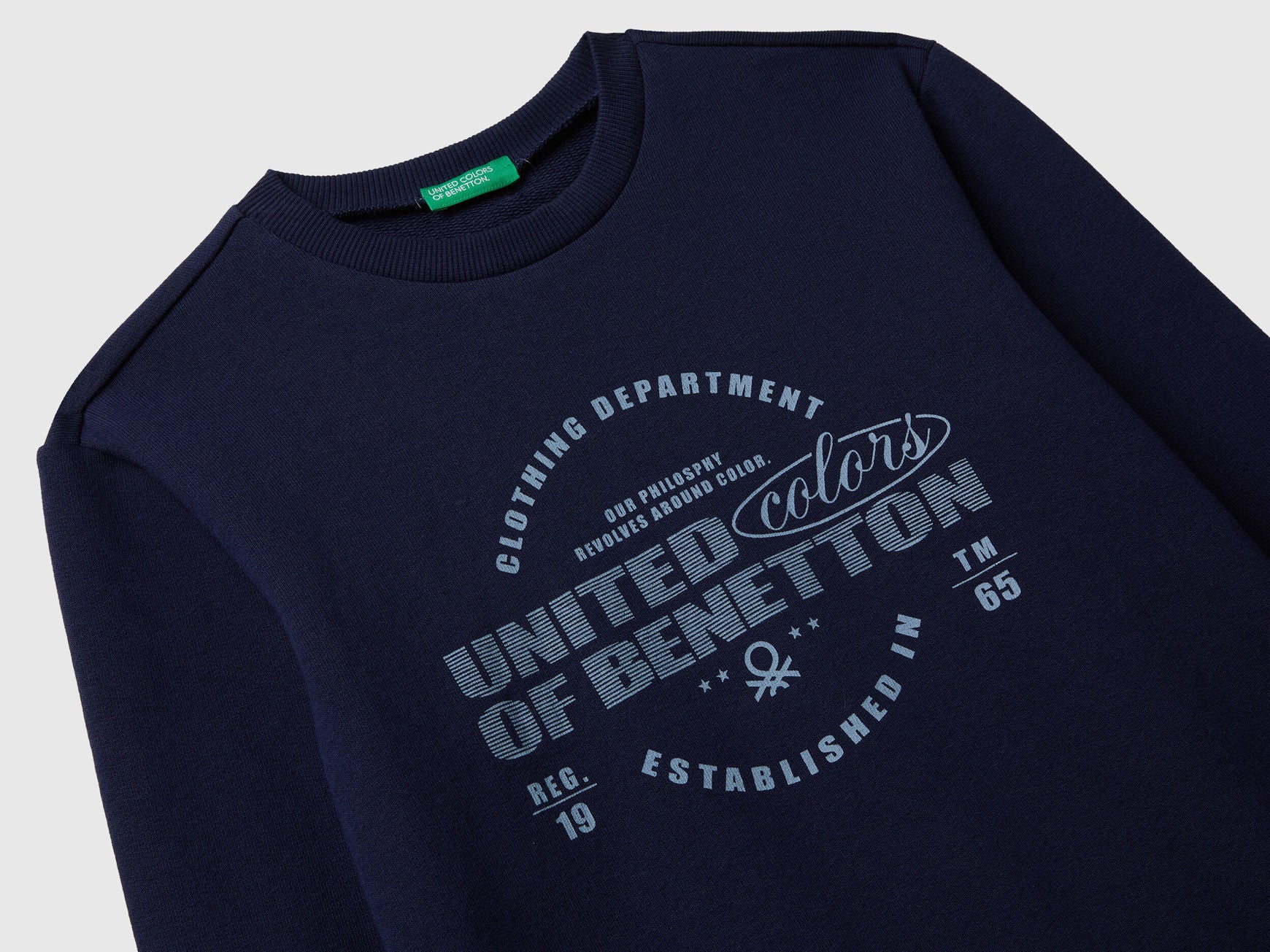 Benetton_Dark Blue_Cotton Sweatshirt with Logo_3J68C10PZ_252_03