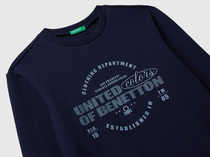 Benetton_Dark Blue_Cotton Sweatshirt with Logo_3J68C10PZ_252_03