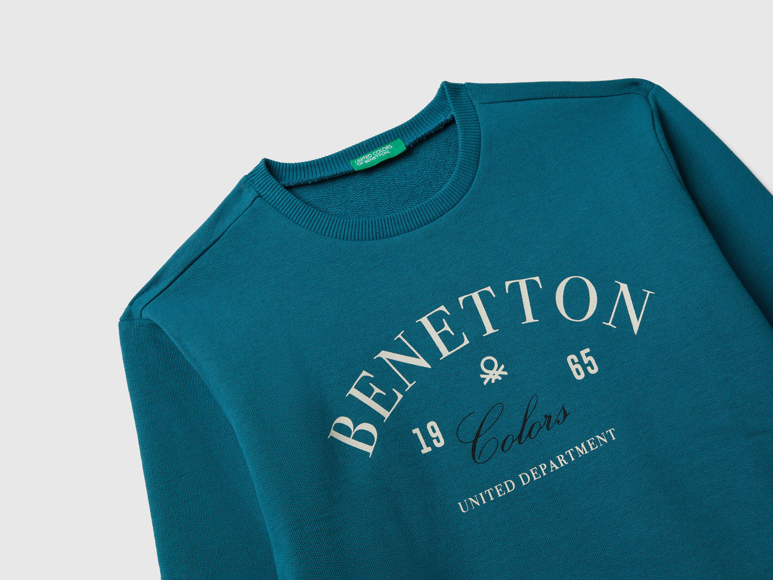 Benetton_Teal_Cotton Sweatshirt with Logo_3J68C10PZ_3C5_03
