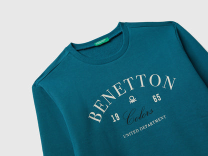 Benetton_Teal_Cotton Sweatshirt with Logo_3J68C10PZ_3C5_03