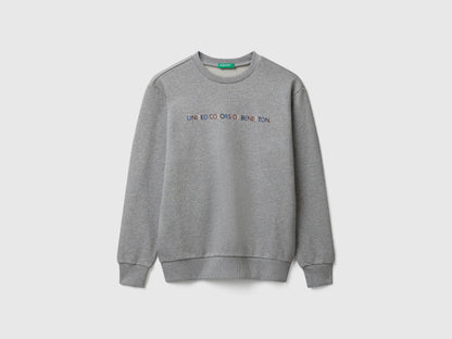 Benetton_Light Gray_Cotton Sweatshirt with Logo_3J68C10PZ_501_01